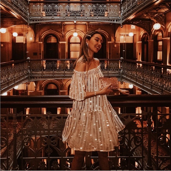 Sundress Tara Milk Tea Bella Orange Gold Sequin Dress - Picture 6 of 7